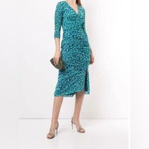 NWT $398 Diane Von Furstenberg Briella Bodycon Fit Ruched Dress BBMIO Size Large